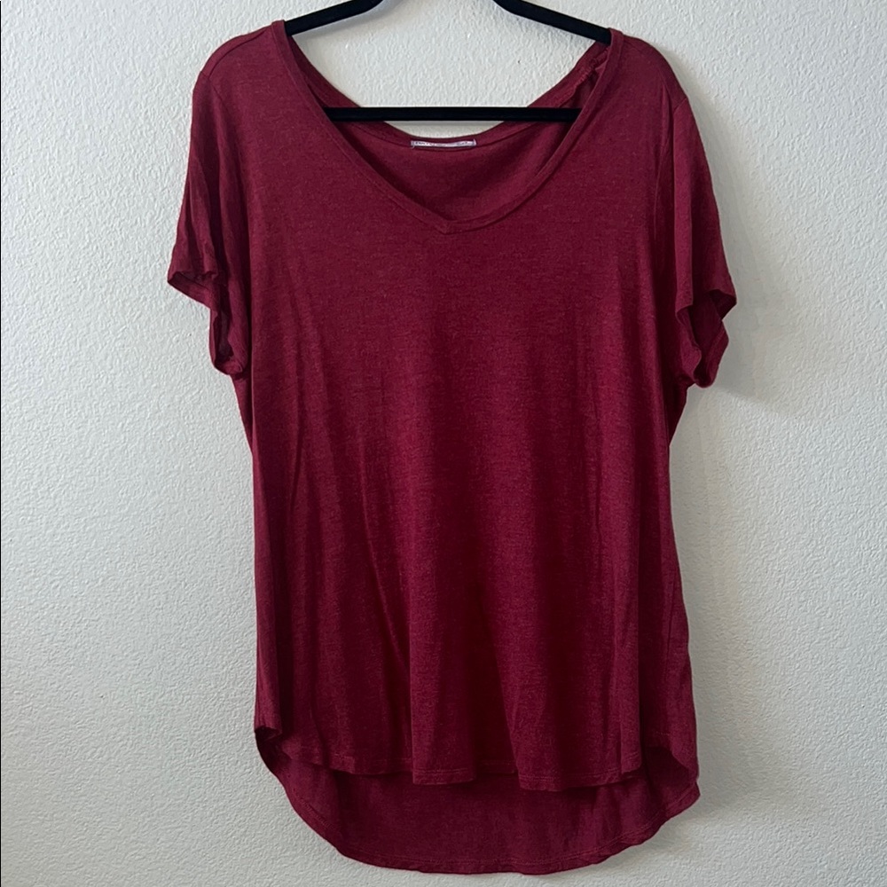 Women's Burgundy V-Neck Top